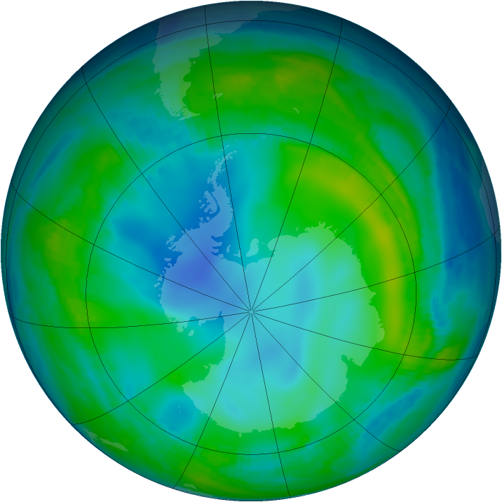 Antarctic ozone map for 02 June 1999